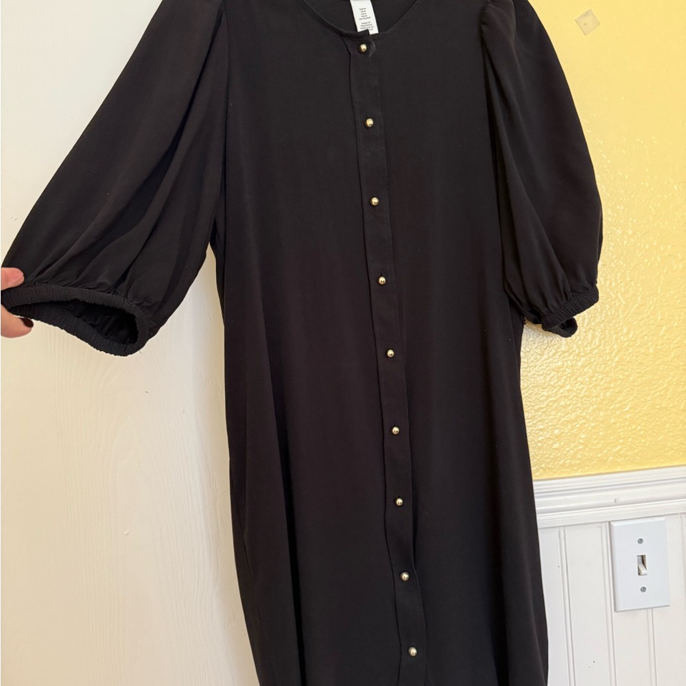Last Call Before Donating: H&M Black Long Sleeve Dress with Button Detail
